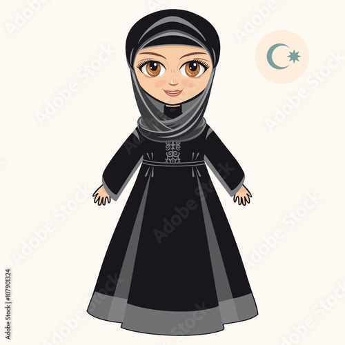 The girl in muslim dress. Historical clothes. 