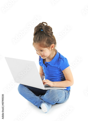 Little girl with laptop iso...