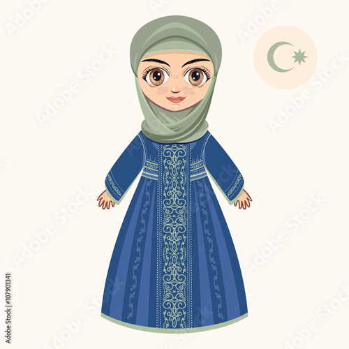 The girl in muslim dress. Historical clothes. 