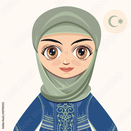 The girl in muslim dress. Historical clothes. Portrait. Avatar.