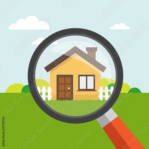 House with magnifying glass