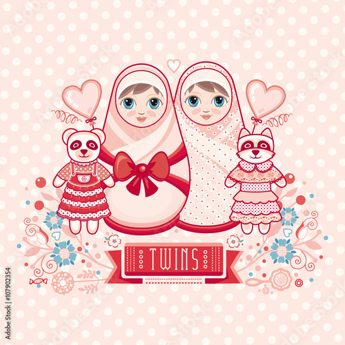 Newborn little baby. Greeting card of the newborn. 