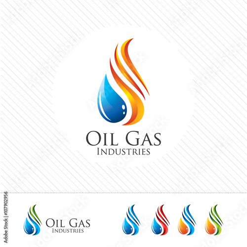 3D oil and gas logo design. Colorful 3D oil and gas logo vector