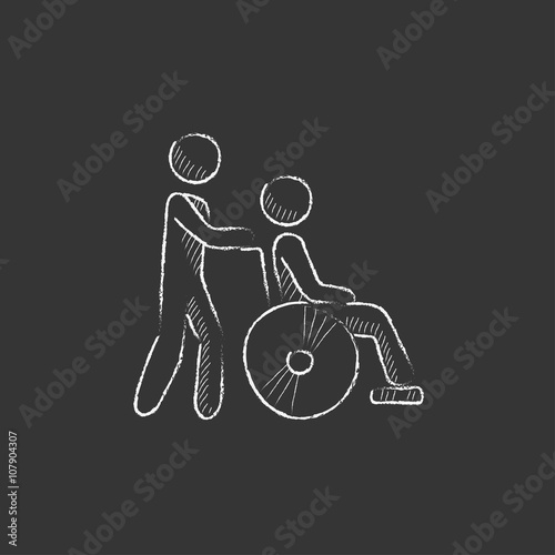 Nursing care. Drawn in chalk icon.