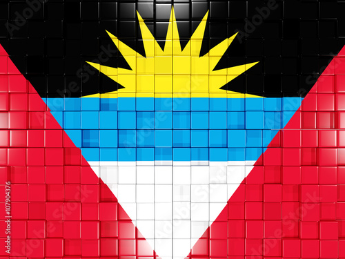 Background with square parts. Flag of antigua and barbuda. 3D il