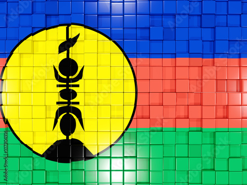 Background with square parts. Flag of new caledonia. 3D illustra