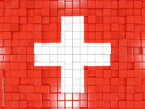 Background with square parts. Flag of switzerland. 3D illustrati