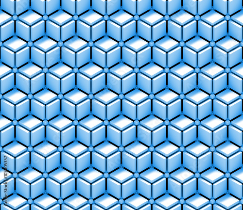 seamless abstract background made of unusual cube shapes in shades of blue and white © dottedyeti