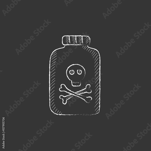 Bottle of poison. Drawn in chalk icon.