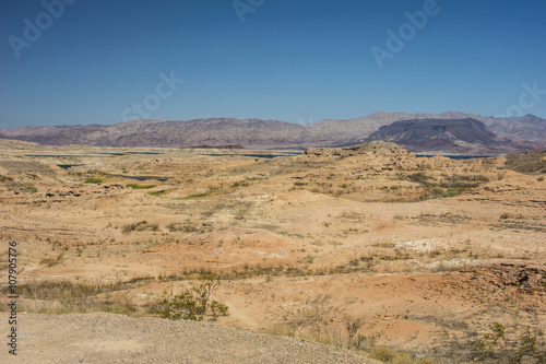 Desert landscape and lake near Las Vegas  Nevada