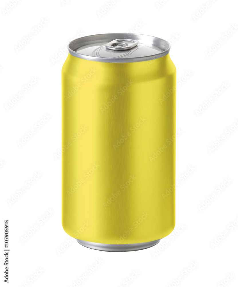 yellow aluminum can with space for design and clip path yellow aluminum can with space for design and clip path