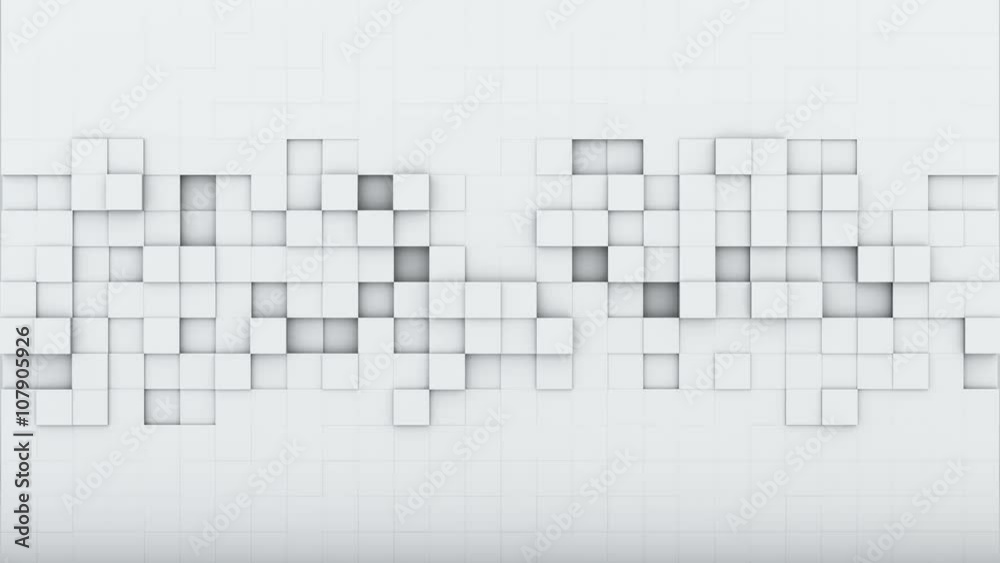White squares 3D render loopable animation 4k (4096x2304)