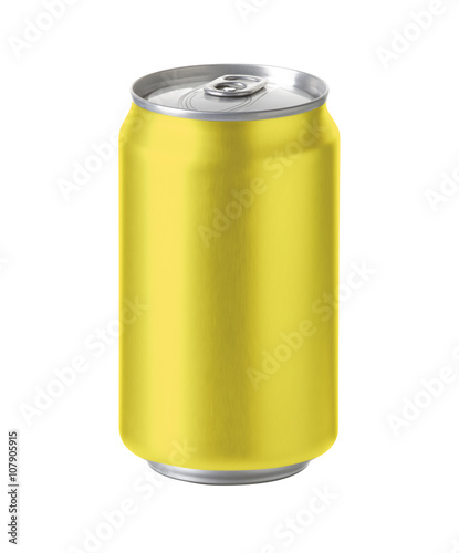yellow aluminum can with space for design and clip path