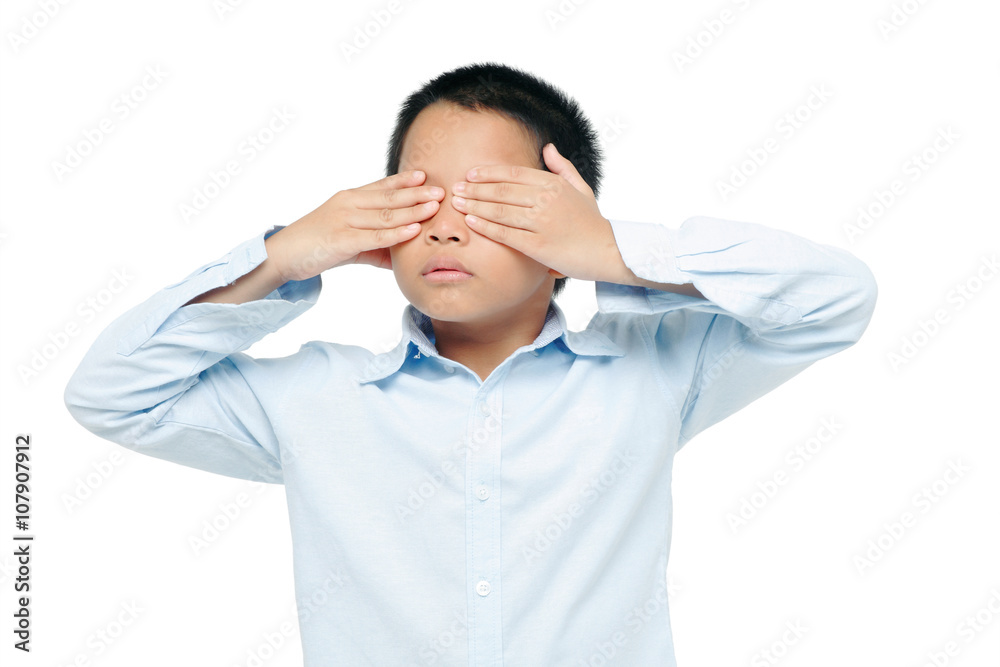 Kid covering his eyes Kid covering his eyes