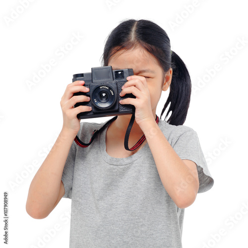 little girl with camera