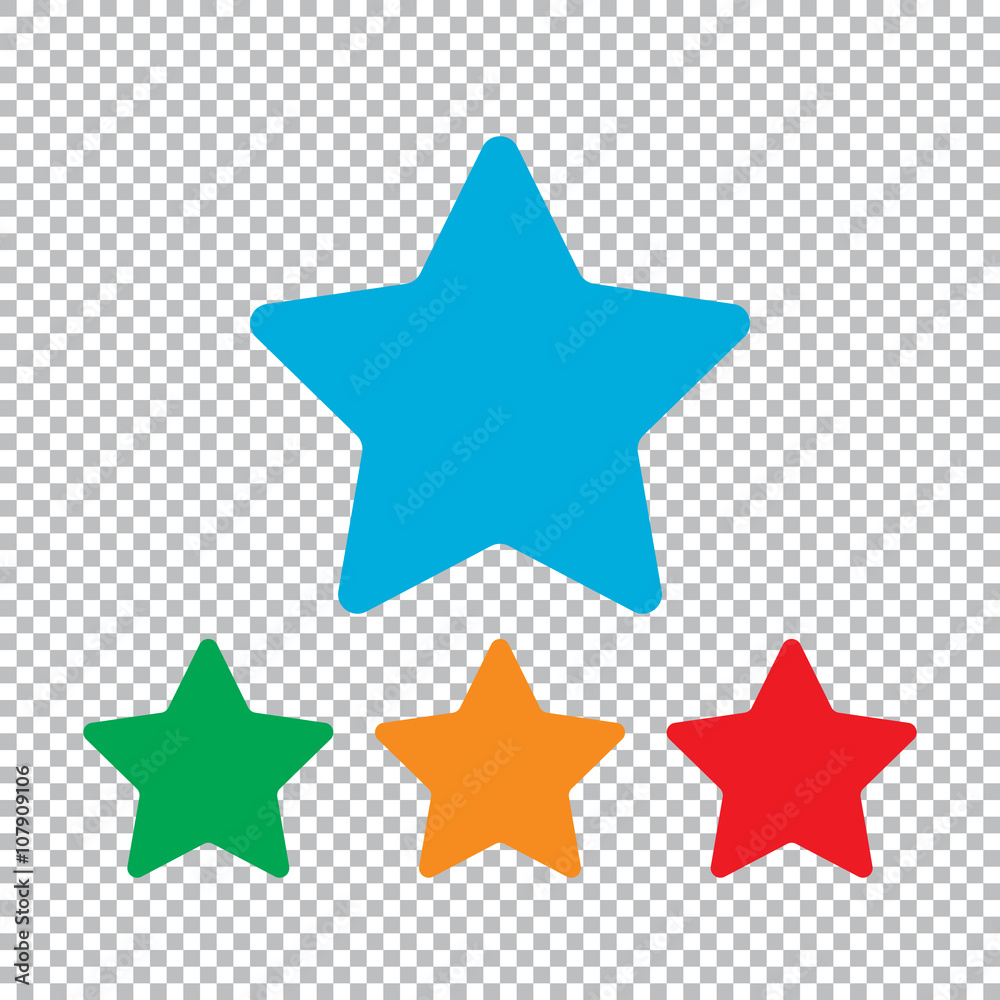 Star icon. Color set with transparent grid Star icon. Color set with transparent grid