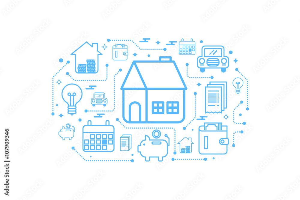 Fototapeta premium Real estate home outline icon concept