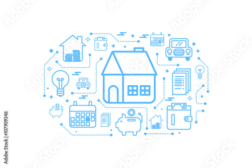 Real estate home outline icon concept