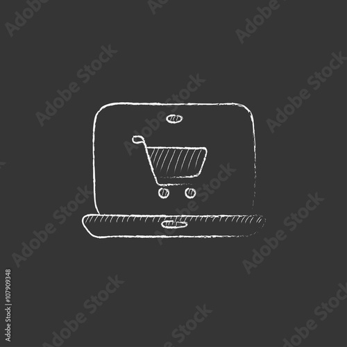 Online shopping. Drawn in chalk icon.