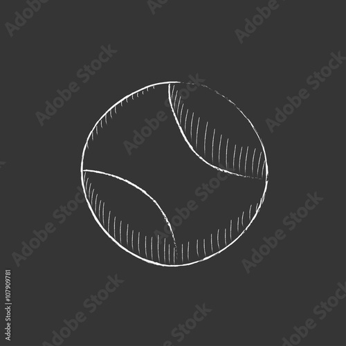 Tennis ball. Drawn in chalk icon.