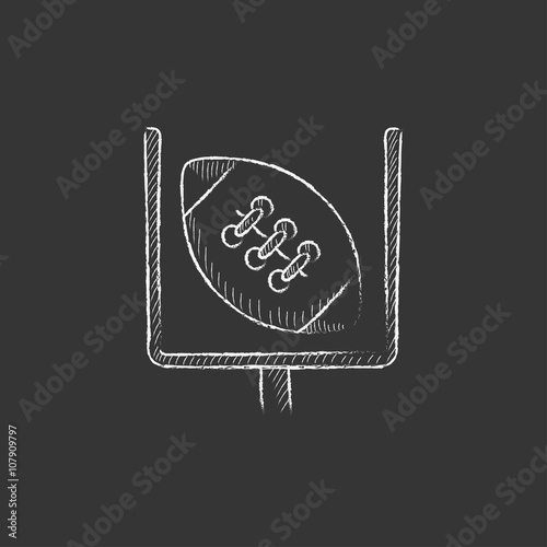 Gate and ball for rugby. Drawn in chalk icon.