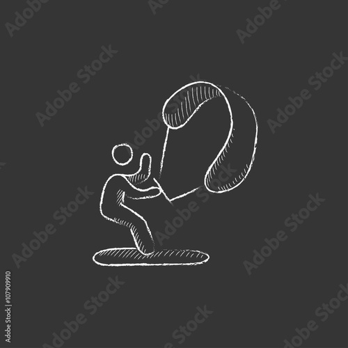 Kite surfing. Drawn in chalk icon.