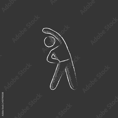 Man making exercises. Drawn in chalk icon.