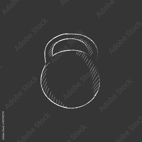 Kettlebell. Drawn in chalk icon.