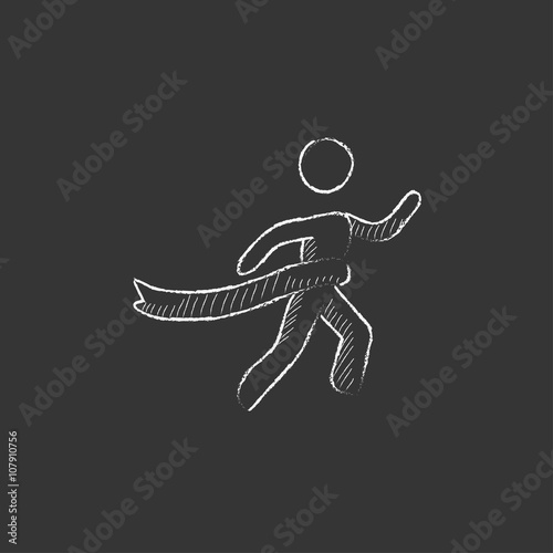 Winner crossing finish. Drawn in chalk icon.