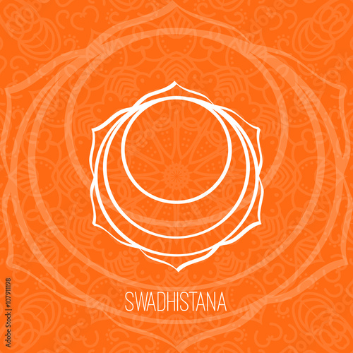 Lines geometric illustration one of the seven chakras- Swadhisthana, the symbol of Hinduism, Buddhism.