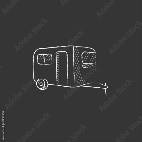 Caravan. Drawn in chalk icon.