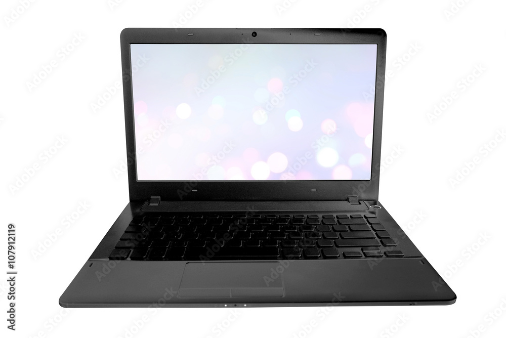 Fototapeta premium laptop with colorful circles of light abstract background