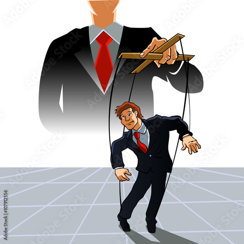 Marionette business man on ropes