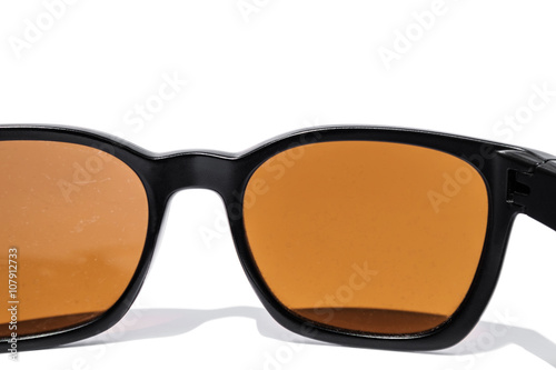 Close up sunglasses rear view, isolated on white background