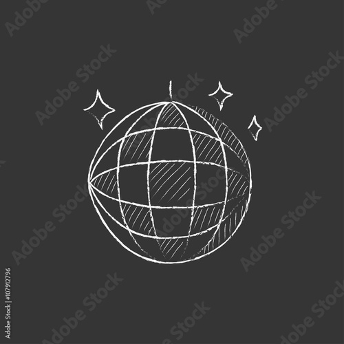 Disco ball. Drawn in chalk icon.