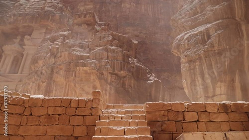 Sand sweeping in the lost city of Petra