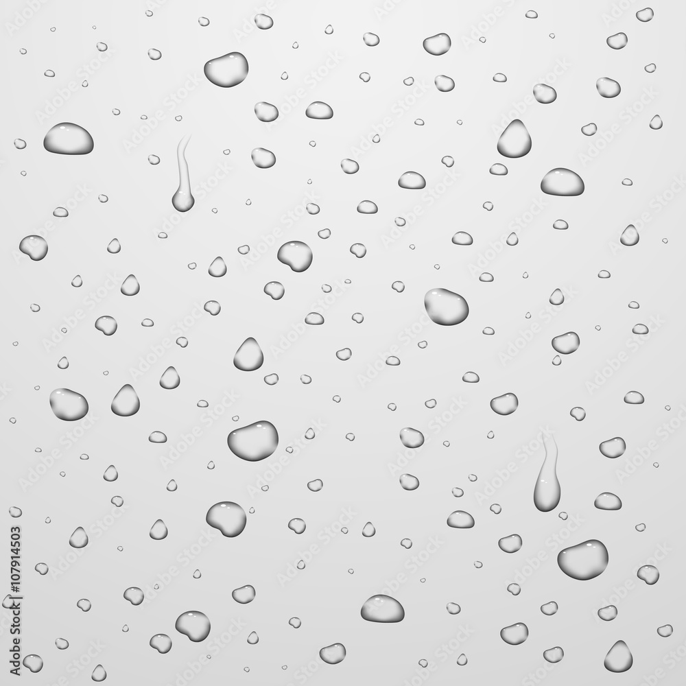 Vector backgrounds with water drops on glass. Water liquid drop, drop transparent, clean rain drop illustration