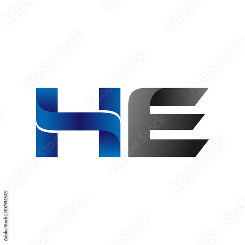 Modern Simple Initial Logo Vector Blue Grey he