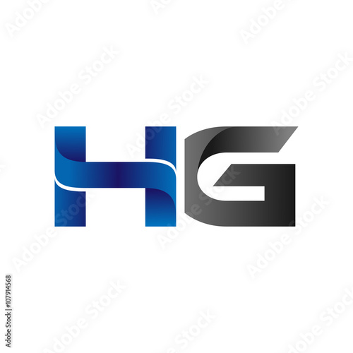 Modern Simple Initial Logo Vector Blue Grey hg