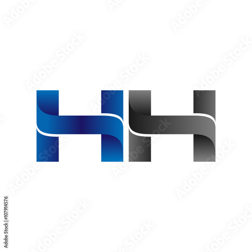 Modern Simple Initial Logo Vector Blue Grey hh