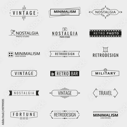 Vector minimal vintage logo templates. Logo travel, emblem company logo bar, brand logo photo studio illustration