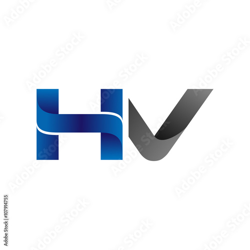 Modern Simple Initial Logo Vector Blue Grey hv photo