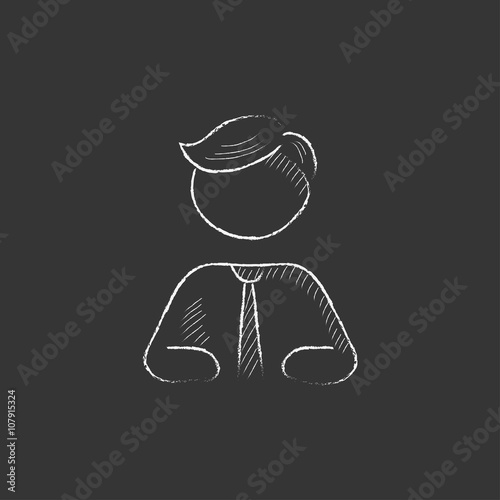 Businessman. Drawn in chalk icon.
