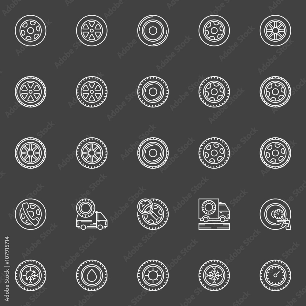 Tire icons set Tire icons set