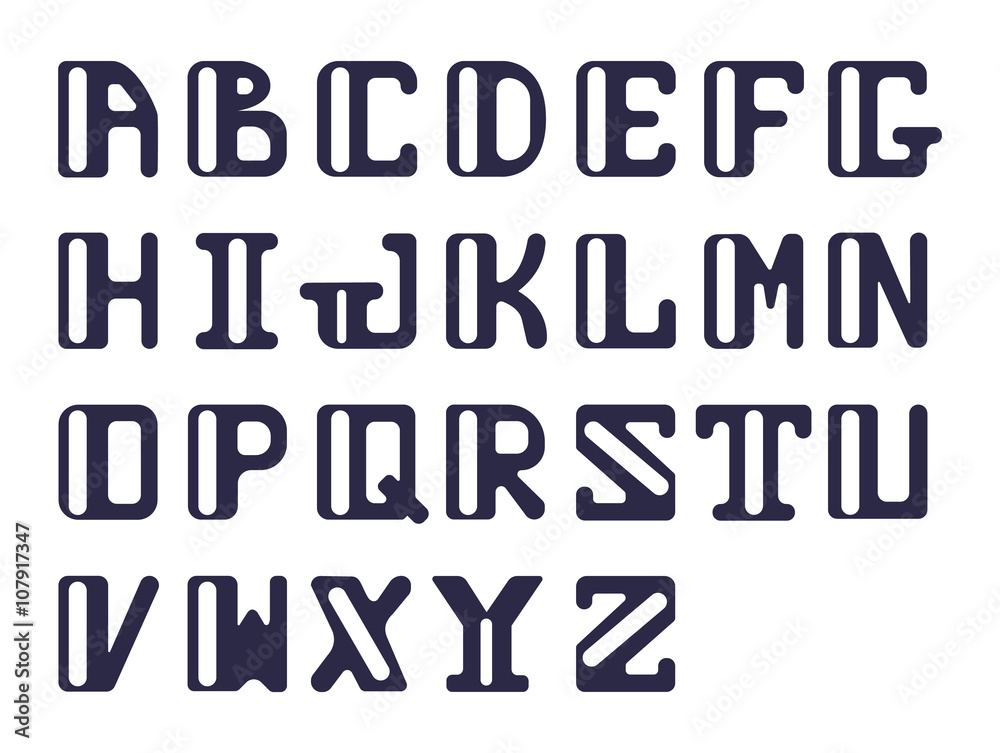 Bold alphabet of capital Latin letters sans serif. Vector set of letters for design.