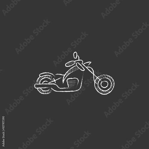Motorcycle. Drawn in chalk icon.