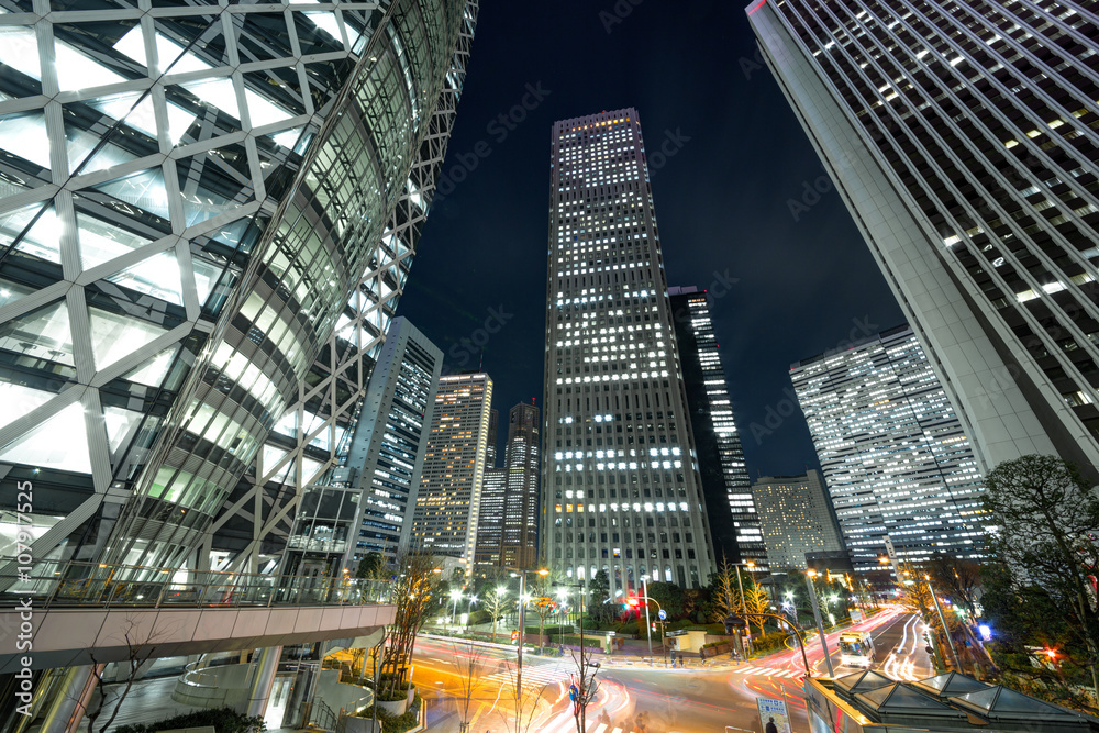 Naklejka premium 新宿・高層ビル・夜景