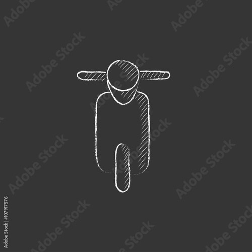 Scooter. Drawn in chalk icon.