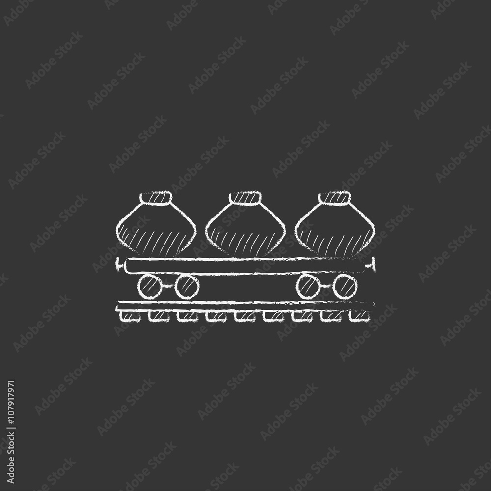 Cargo wagon. Drawn in chalk icon. Cargo wagon. Drawn in chalk icon.