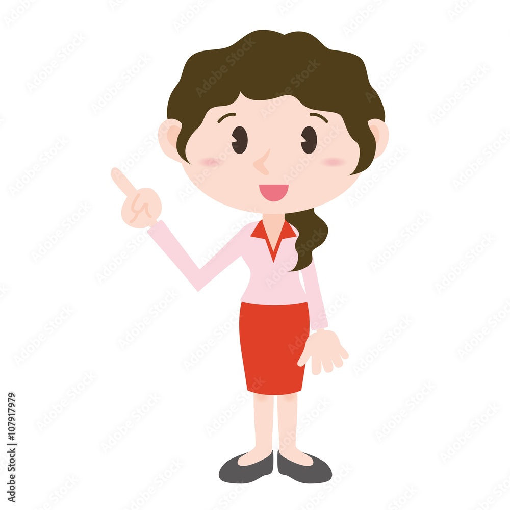 young woman cartoon character pointing hand sign clip art Stock Vector |  Adobe Stock